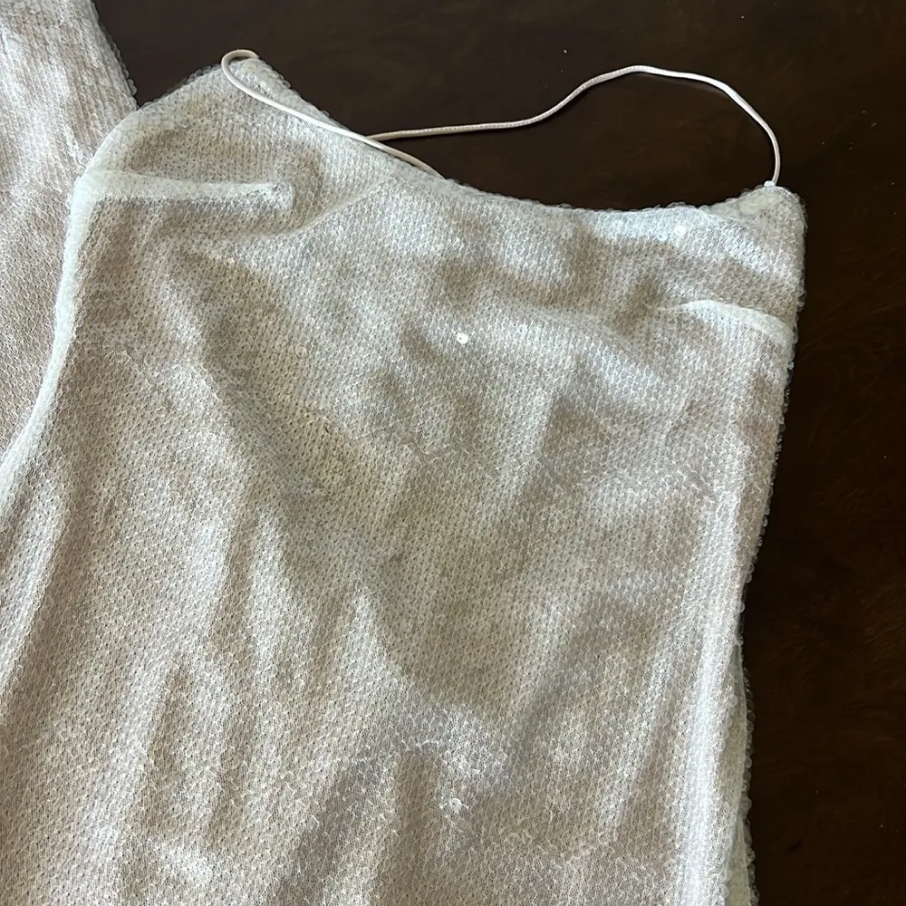 NWT White Fox Misery Business Maxi Dress White Sequin Gown Medium - Image 4