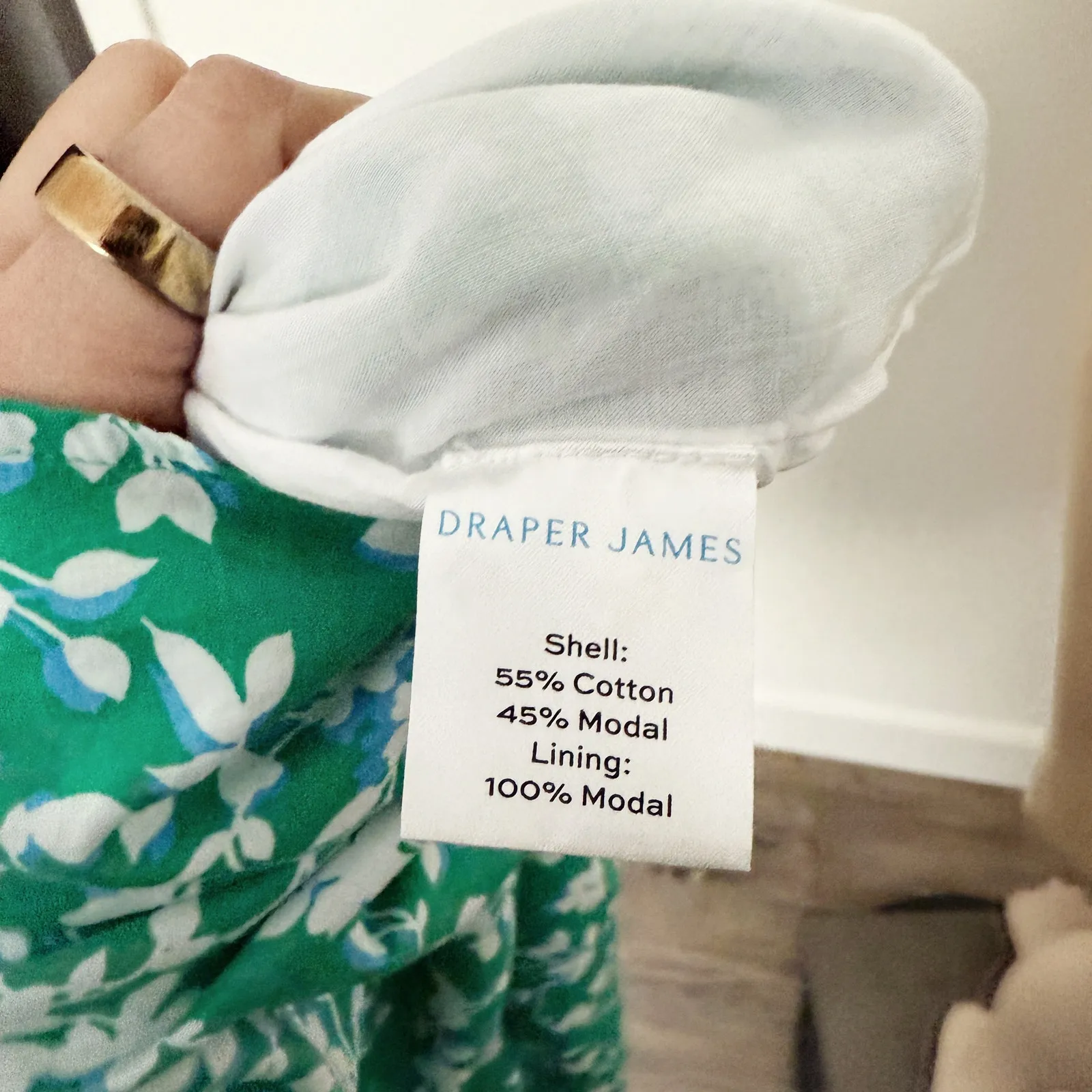 [Draper James] Green Shadow Cam Smocked Floral Puff Sleeve Mini Dress Sz Medium - Image 12