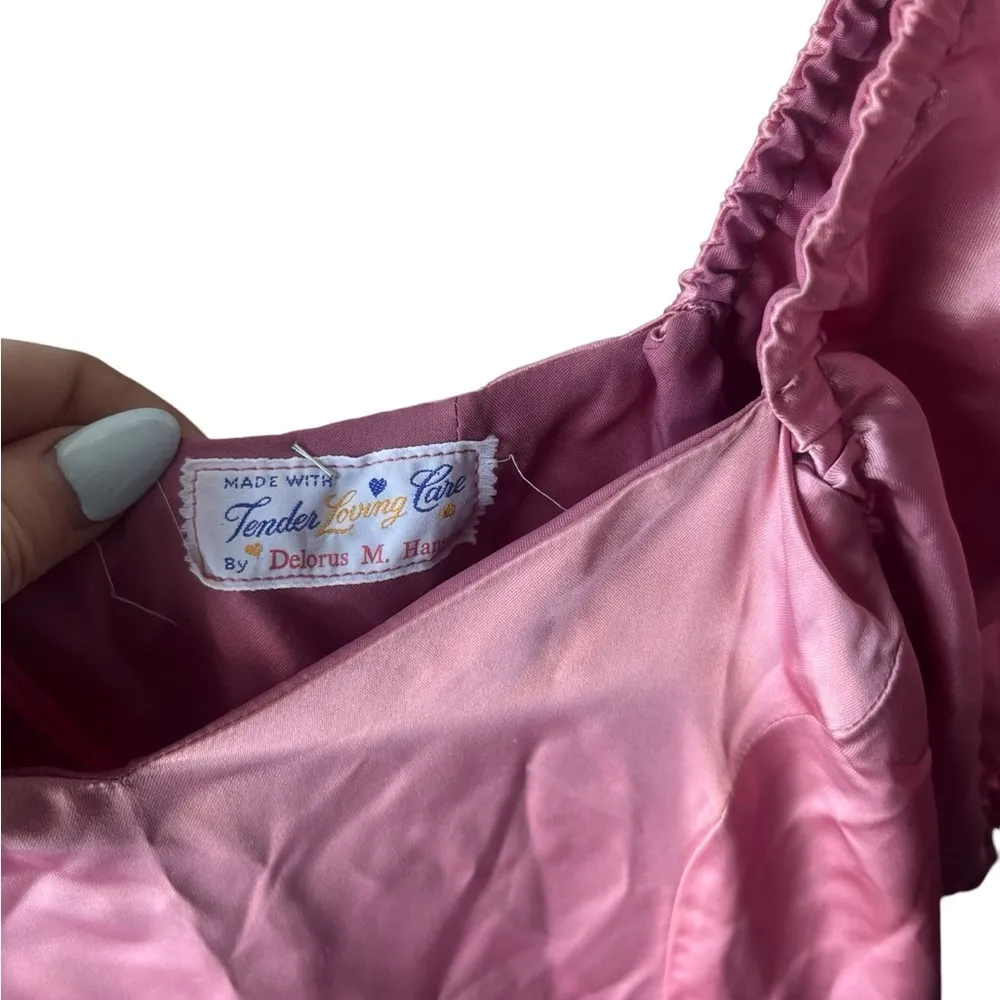 Pink Fairytale Princess Cottagecore Puff Sleeve High Low Dress - Image 6