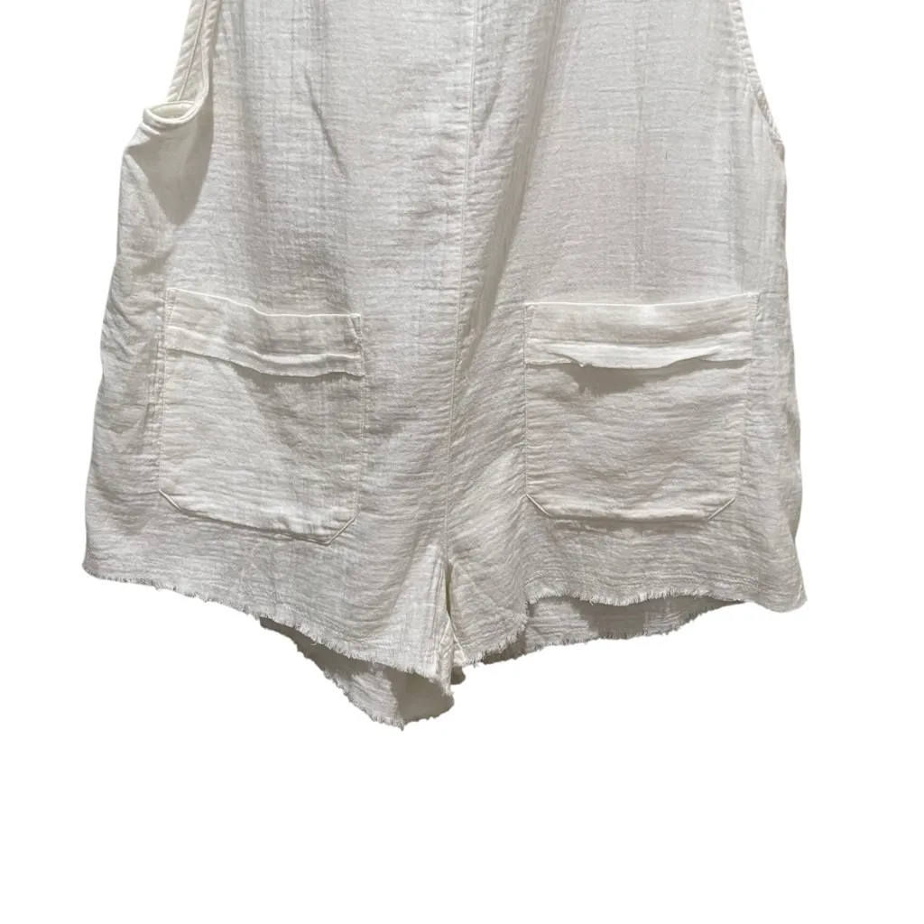 Billabong Girl On The Run White Cotton Tie Strap Romper Women’s Size Medium - Image 6