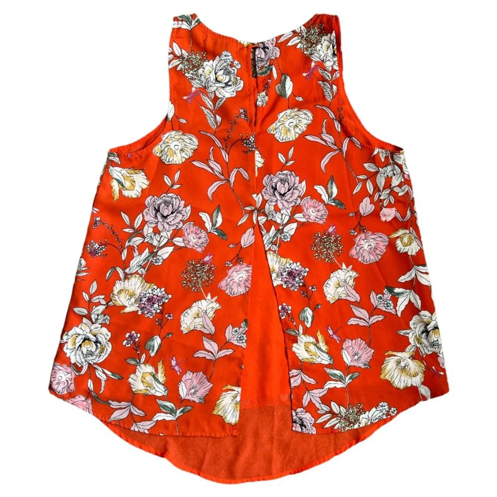 Racehel Roy Orange Floral Sleeveless Top, M - Image 2