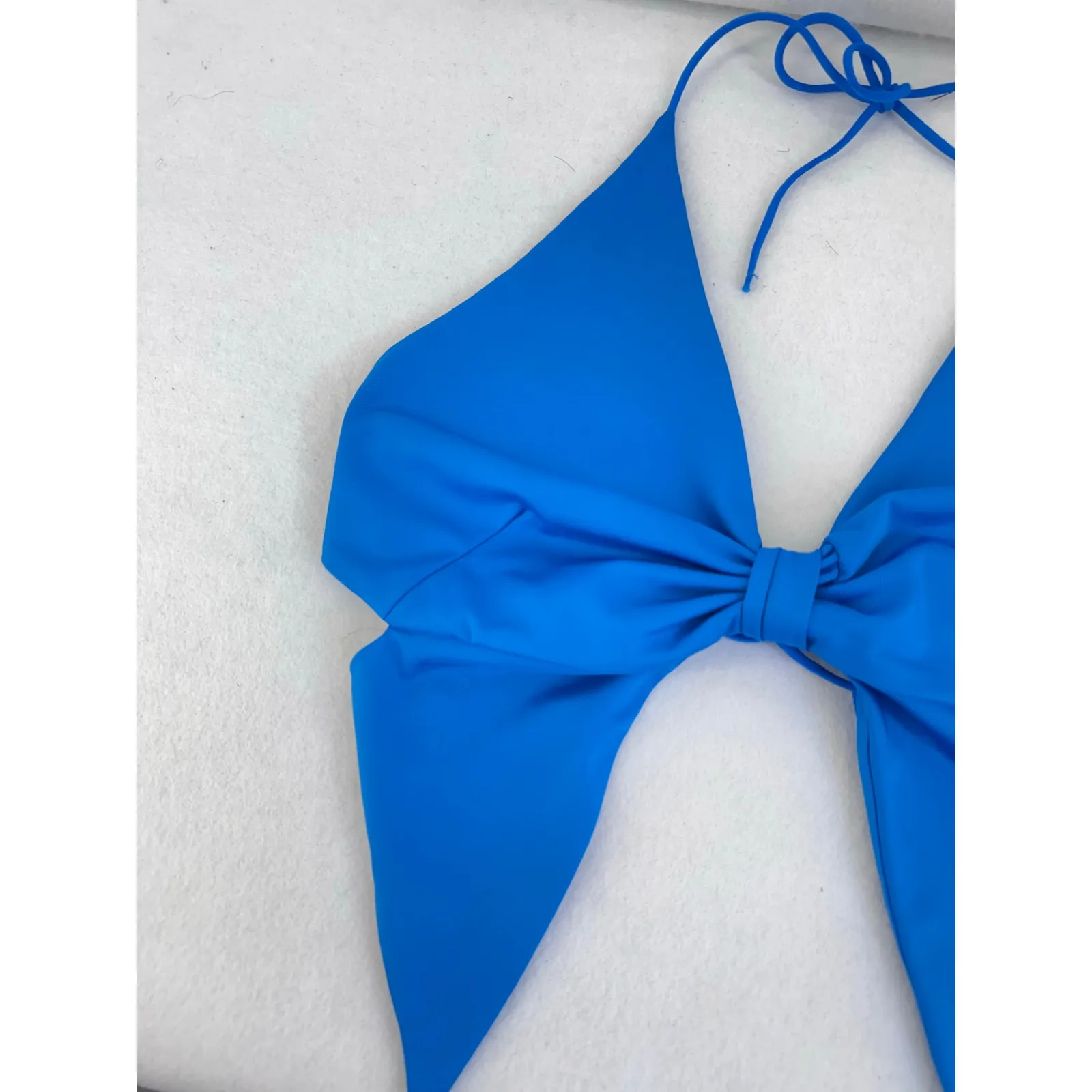 Blue Halter Tie Back Crop Top Y2K Cut Out Festival Clubwear Sexy Open Back - Image 4