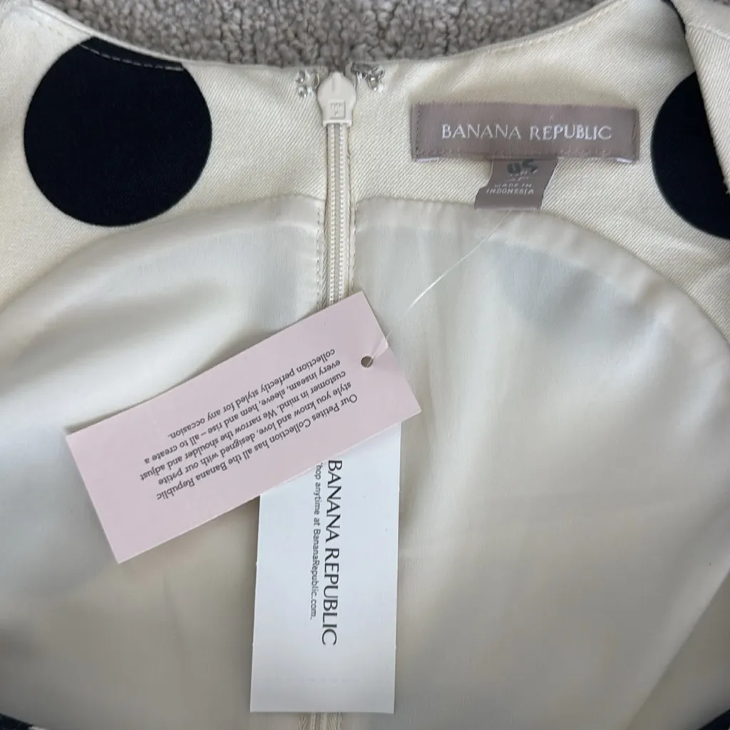 NEW NWT Banana Republic Polka dot Sheath Dress black white cream - Image 6