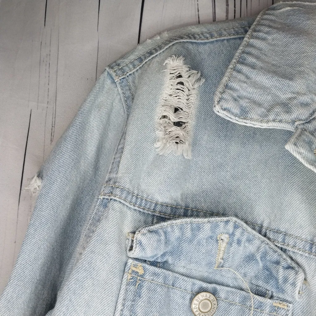 Wax Jean Basic Denim Thrashed Denim Jacket - Image 6