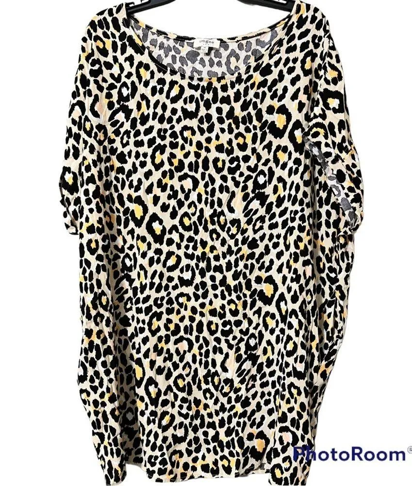 UMGEE medium womens tunic animal print top short sleeve dressy top blouse - Image 6