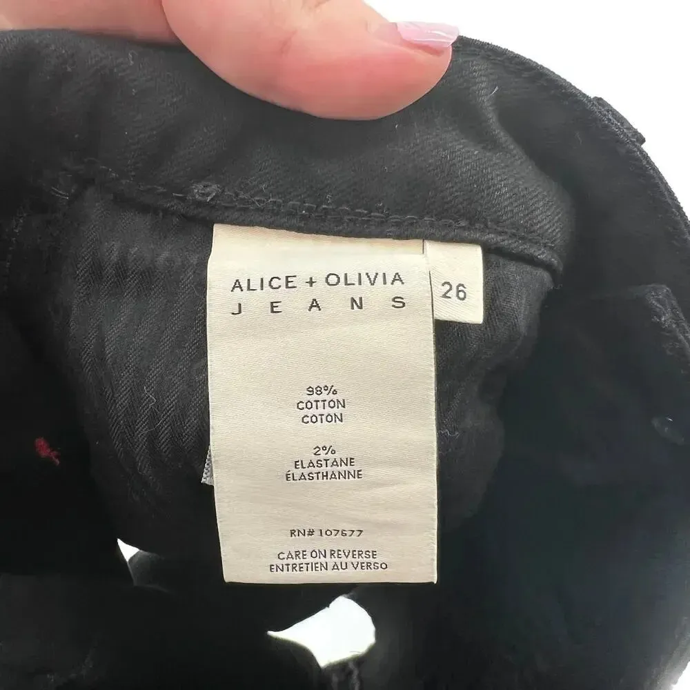 Alice + Olivia Good High-Rise Mini Skirt Crystal‎ Stripes Denim Black Size 26 - Image 9