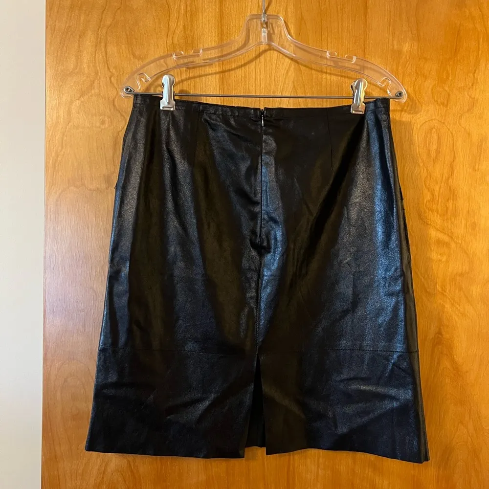 Max Mara Womens Black Genuine Leather Skirt Luxury Designer Made In Italy Size 8 - Image 7