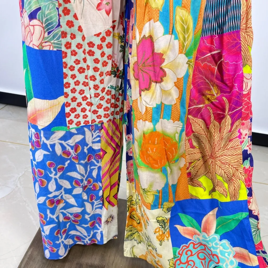 NWOT Johnny Was Soft Side Wrap Pants Womens Sz XL Multicolored Tropical Pull on - Image 9