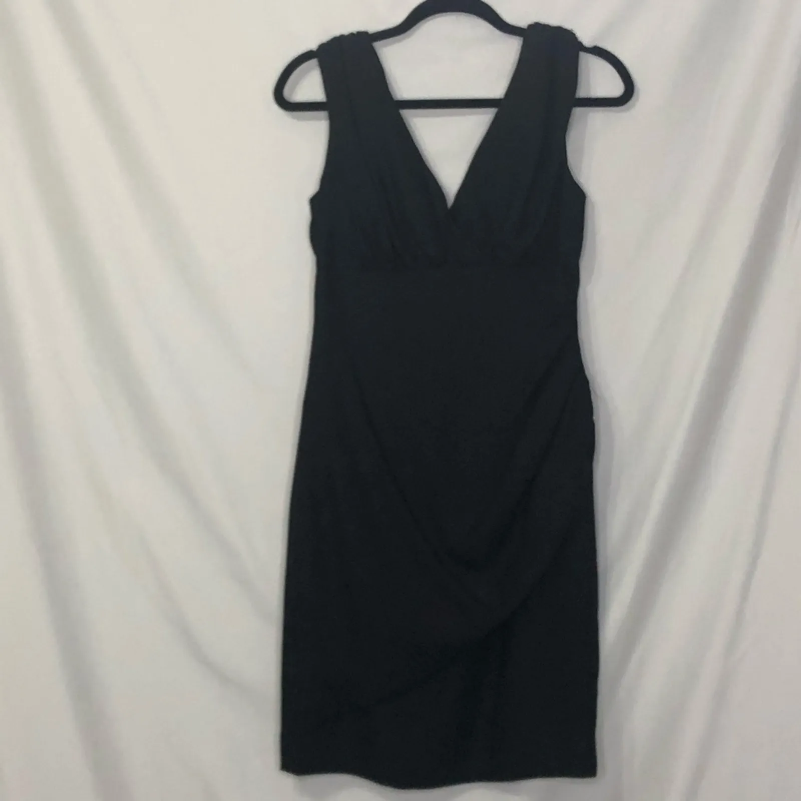 Vintage Little Black Dress Deep V Neck Leslie Fay Womens 8 Sleeveless Cocktail - Image 2
