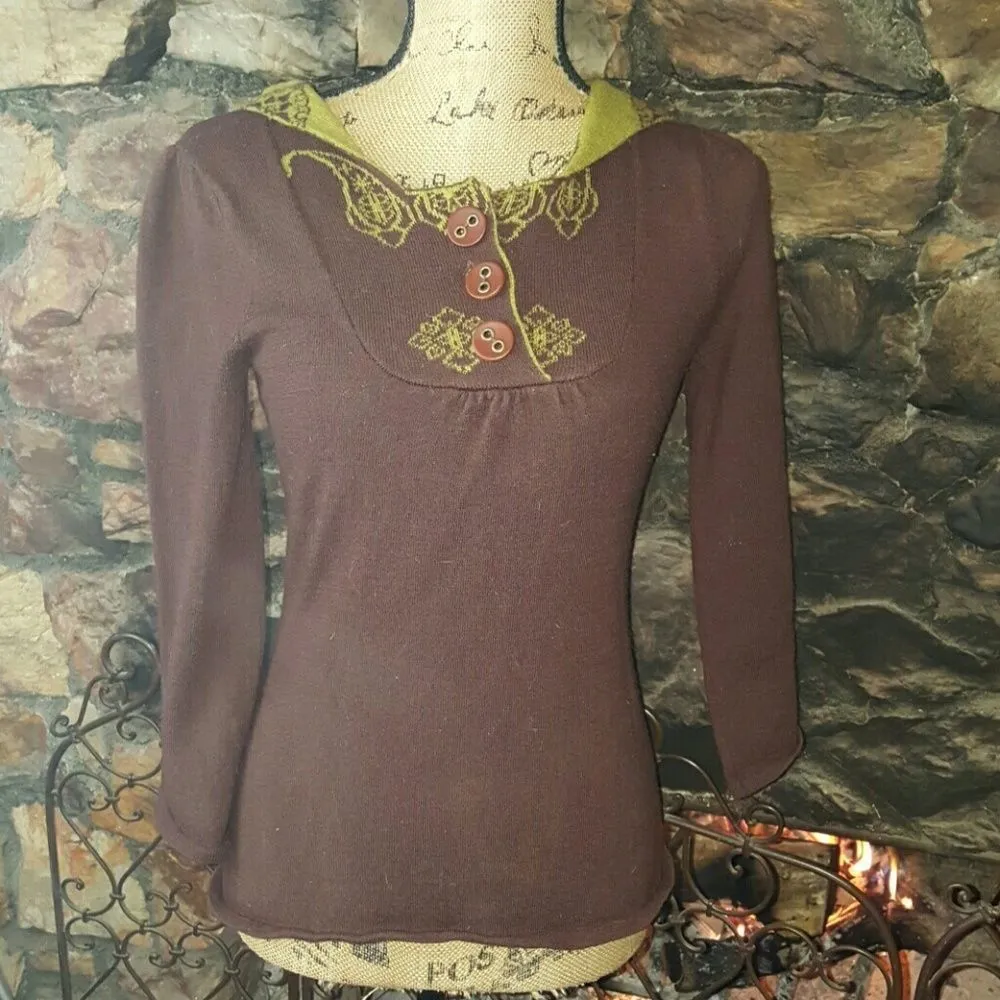 Vintage‎ North River Wool Blend Brown Sweater Green - Image 2