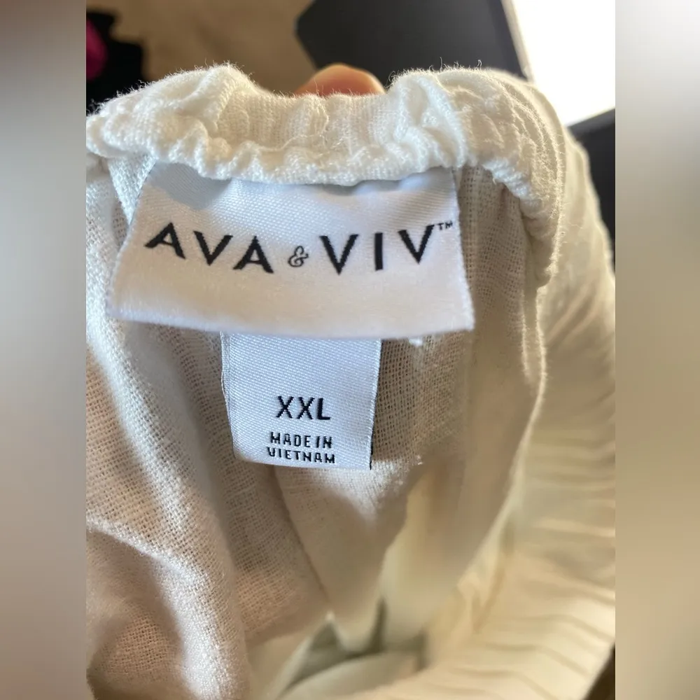 AVA & VIV Plus Size  Pants White‎ Linen Drawstring Pants
Size XXL - Image 8