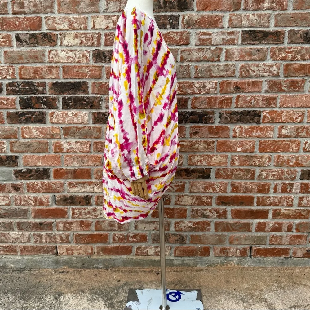 Anthropologie Pink and Yellow Kimono with Balloon Sleeves OS/Excellent condition - Image 7