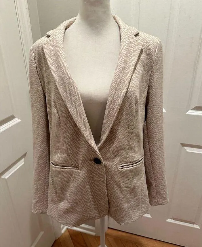 Ann Taylor Women's Gray Herringbone Blazer Size 6 Business Casual - Image 2