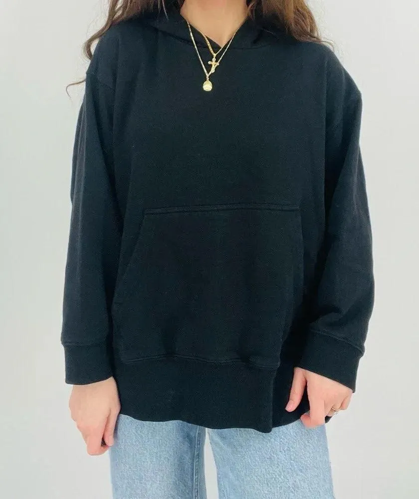 urban outfitters classic black oversized hoodie sweatshirt front pockets size s - Image 3