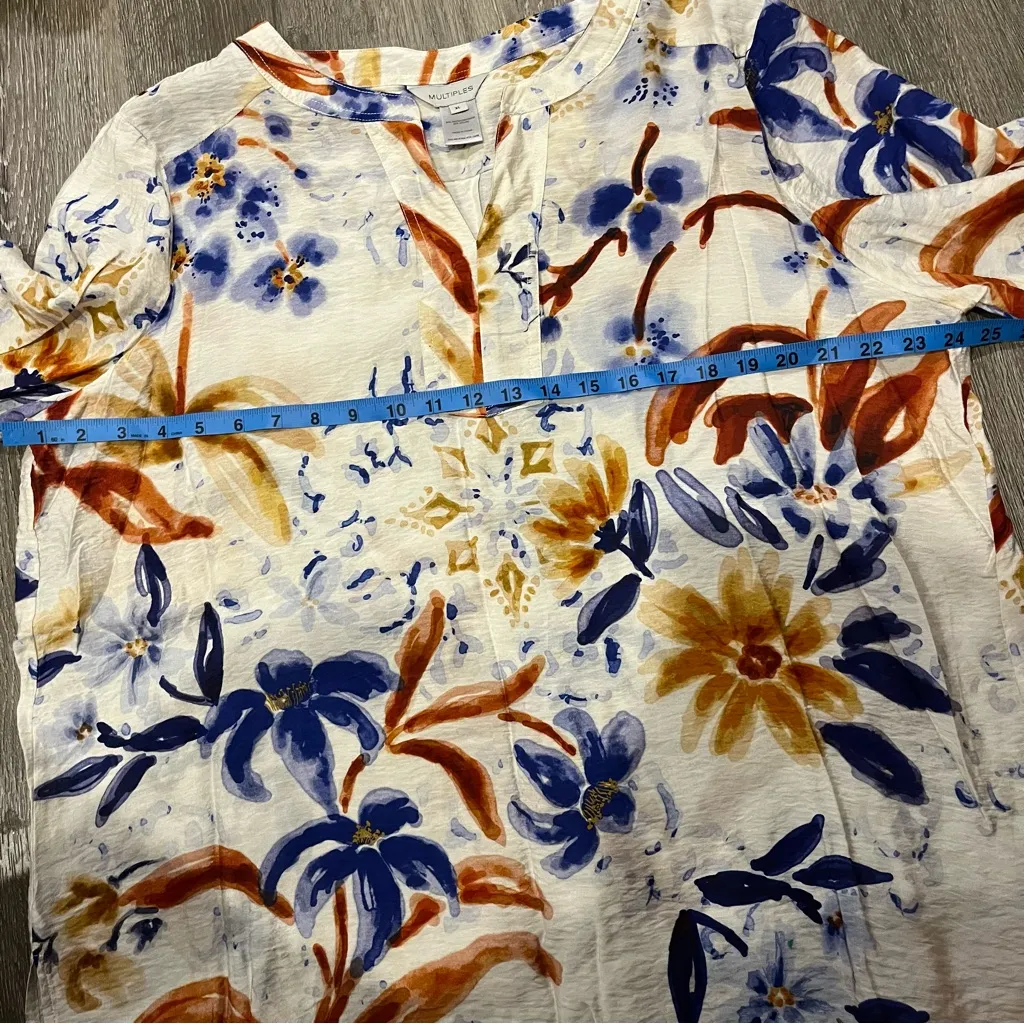 Multiples Multicolor Floral 3/4 Sleeve Lightweight Blouse Women’s Size XL - Image 7