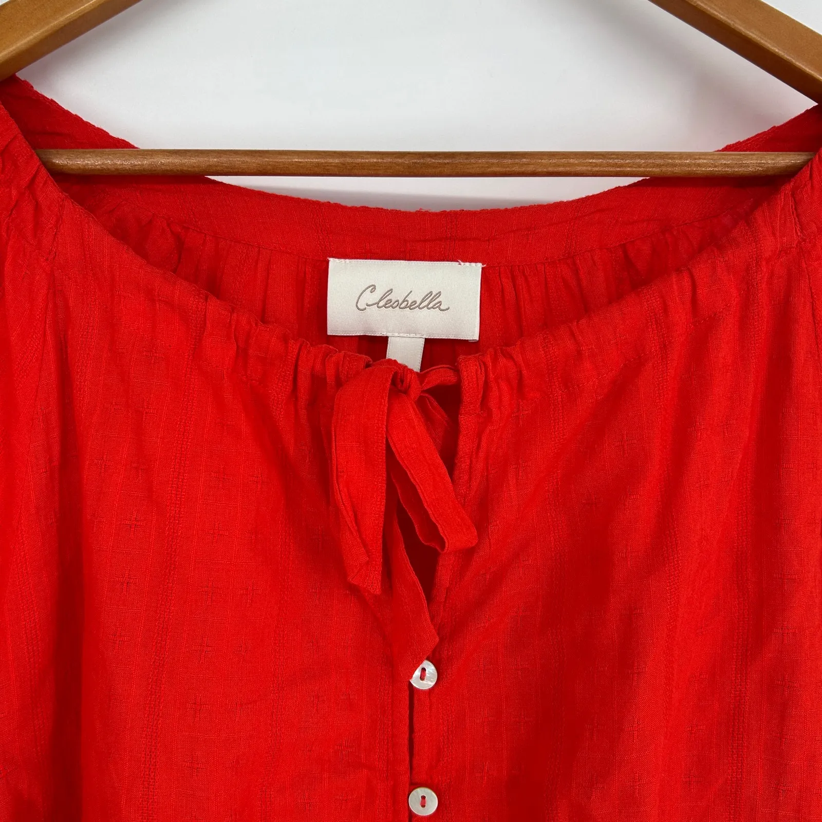 CLEOBELLA Rylan Blouse Womens Small Organic Cotton Top Red Orange Sustainable - Image 6