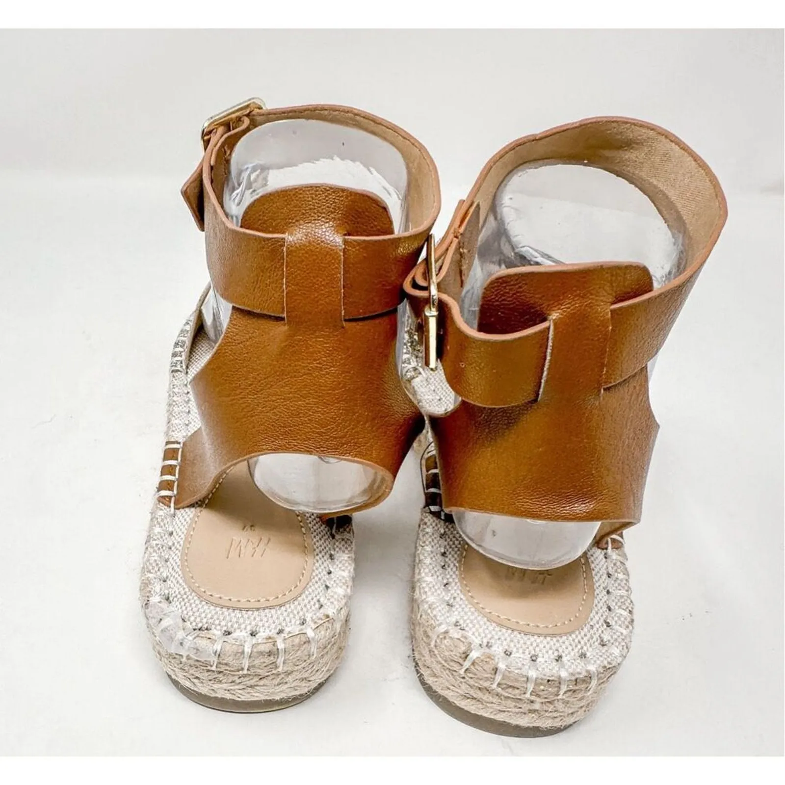 NEW H&M Platform Espadrilles Sparkling Sandals Brown Cream US Size 8 Size 39 - Image 7
