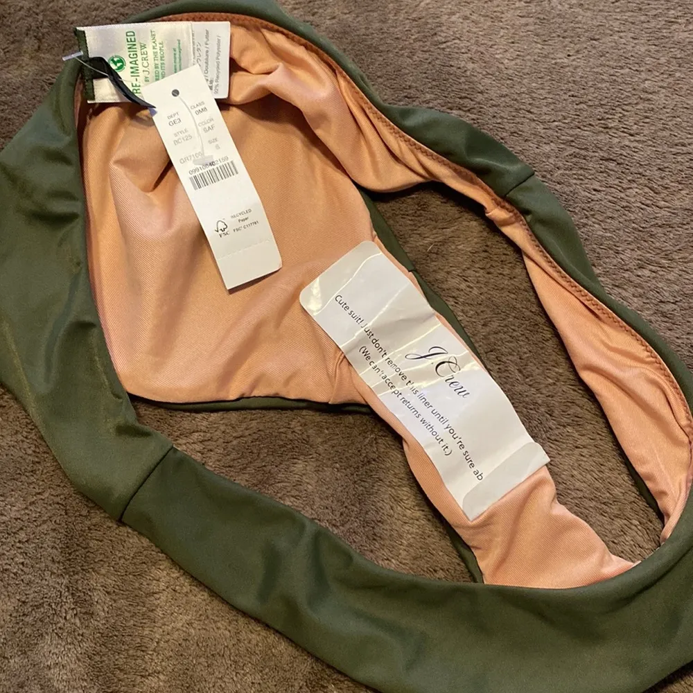 J. Crew Olive Green High Rise Cheeky Swim Bikini Bottoms Size S - Image 3