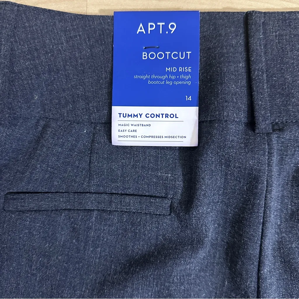 Apt. 9 Bootcut Midrise‎ Tummy Control Pants 410 Navy Size 14 - Image 10