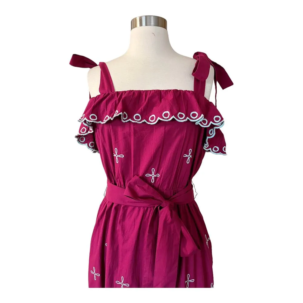 ROBERTA ROLLER RABBIT Peonia Embroidered Eleanor Dress Sleeveless Cotton Large - Image 6