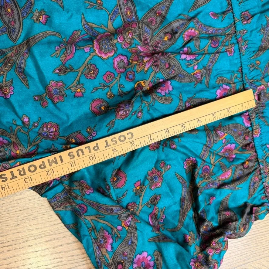 Diane Von Furstenberg Teal Paisley Floral Rayon Jumpsuit Playsuit 80s Size S - Image 11