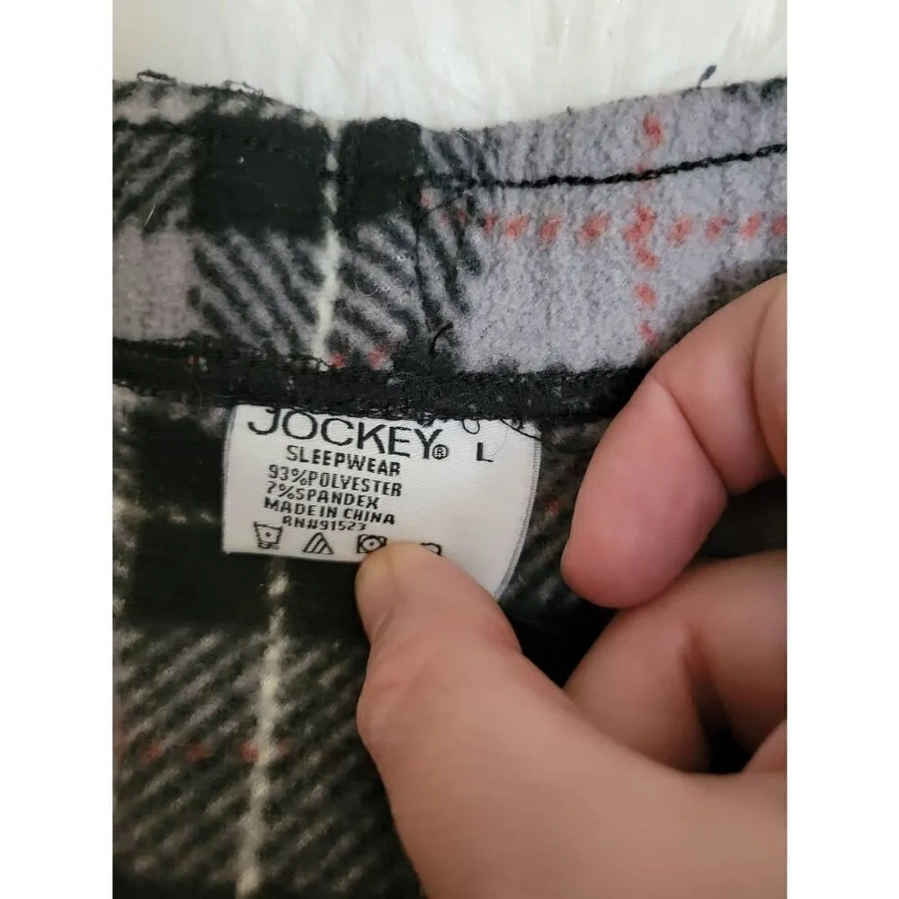 Jockey Sz L Unisex Warm and Cozy Plaid Pajama Bottoms Short Gray Size L - Image 3