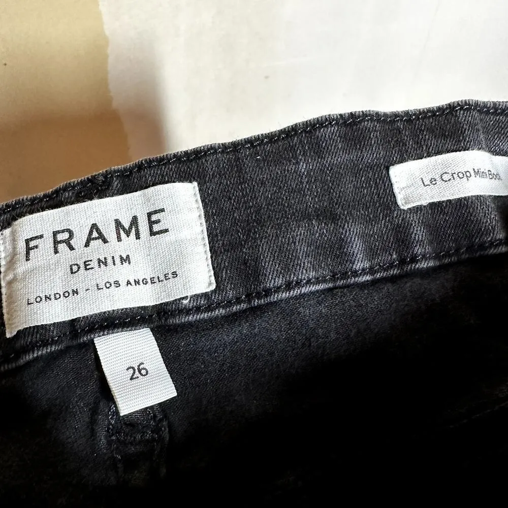 Frame Le Crop Mini Boot Jeans Mid Rise Crop Released Hem Romeo Black 26x26 - Image 3