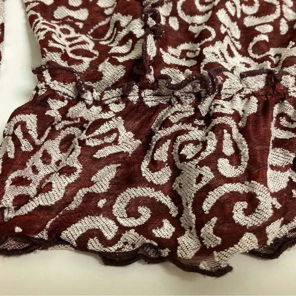 NWT Anthropologie (Burgundy & white/bone) Floral design/print - Image 5