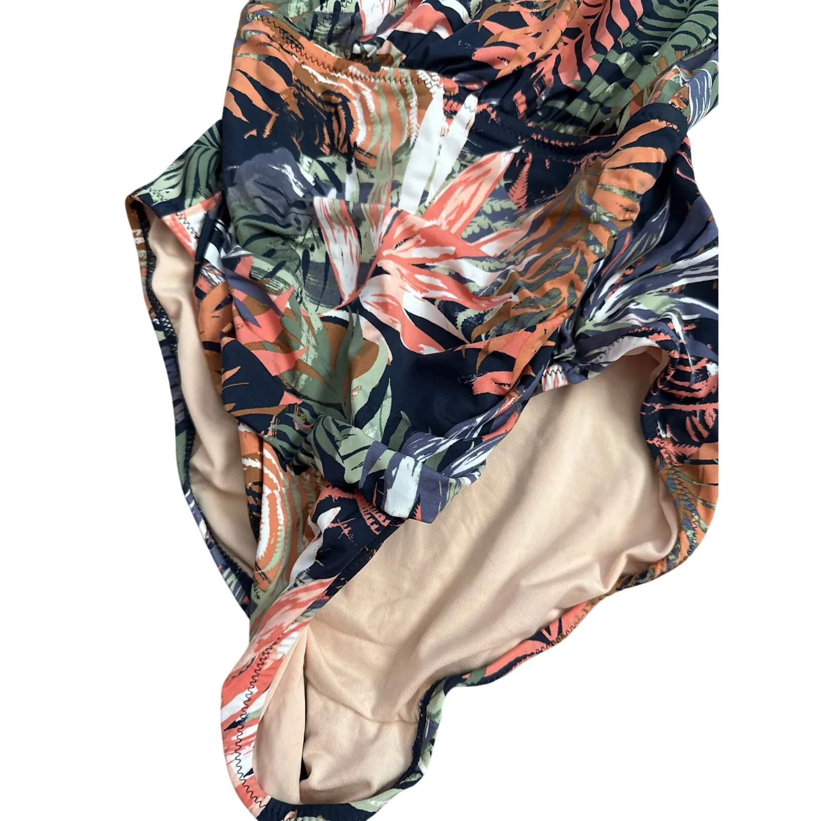 Garnet Hill Ruched Front‎ Leaf Print One Piece Swimsuit Multicolor Size 10 - Image 9