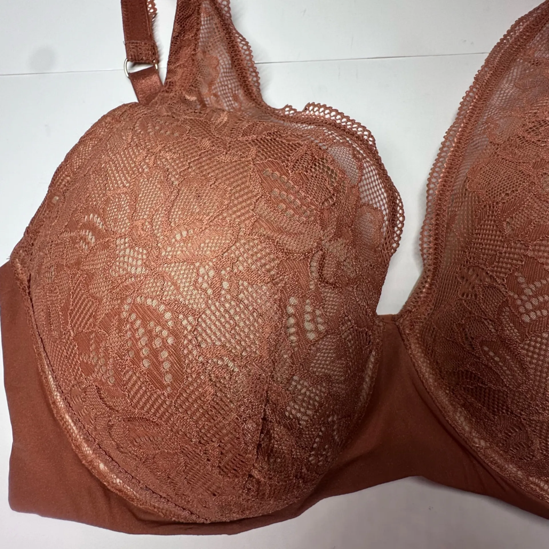 Third Love Bra Size 40E Graphic Lace Plunge Underwire Champagne Sexy Coquette - Image 5