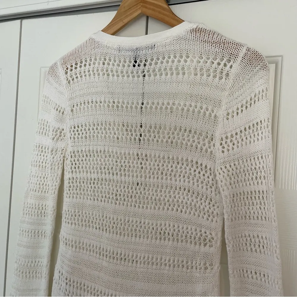 White House Black Market Open Knit Tunic Sweater Swim Cover Sz XS Fringe Hem - Image 11