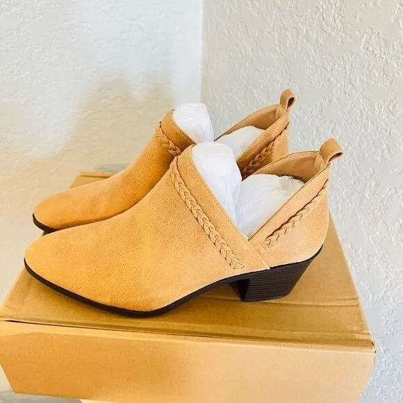 JOURNEE COLLECTION Sophie Braided Strap Bootie, Block Heel, Tan, Size 11, NWT - Image 11