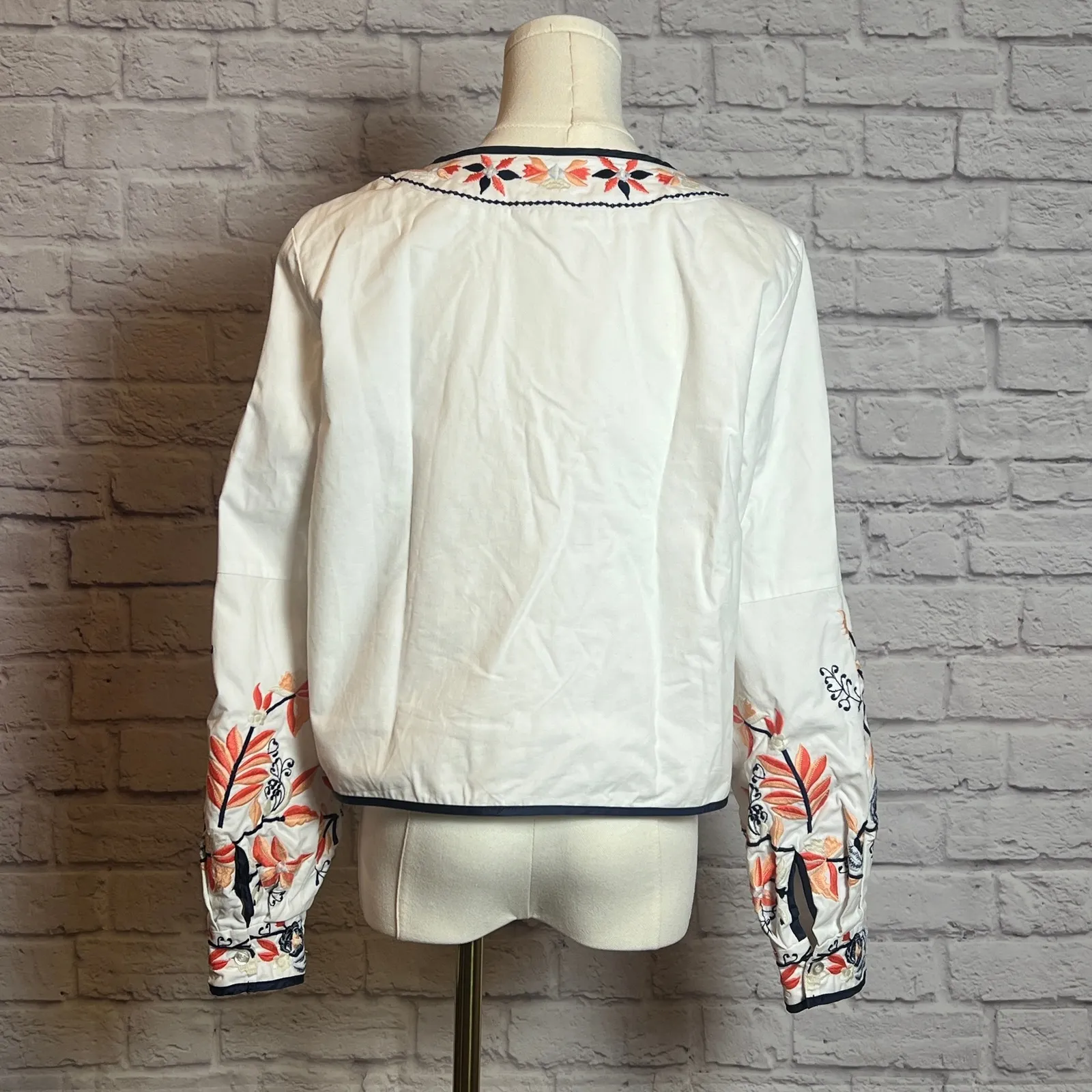 LaBellum by Hillary Scott Embroidered Open Front Jacket Women's Small White - Image 4