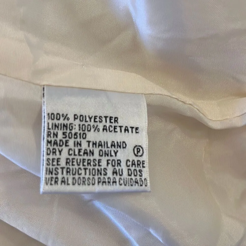 Kasper 8P Petite Cream 3 Button Silver Accent Work Office Blazer Jacket Seamed - Image 7