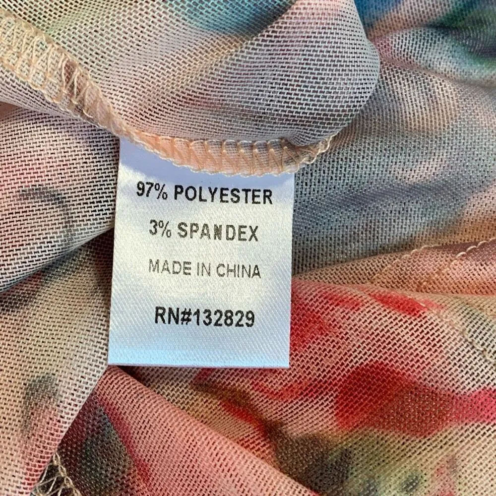 Superdown Simona Sheer Pastel Short Sleeve Top Floral Multi Size Small Y2K - Image 10