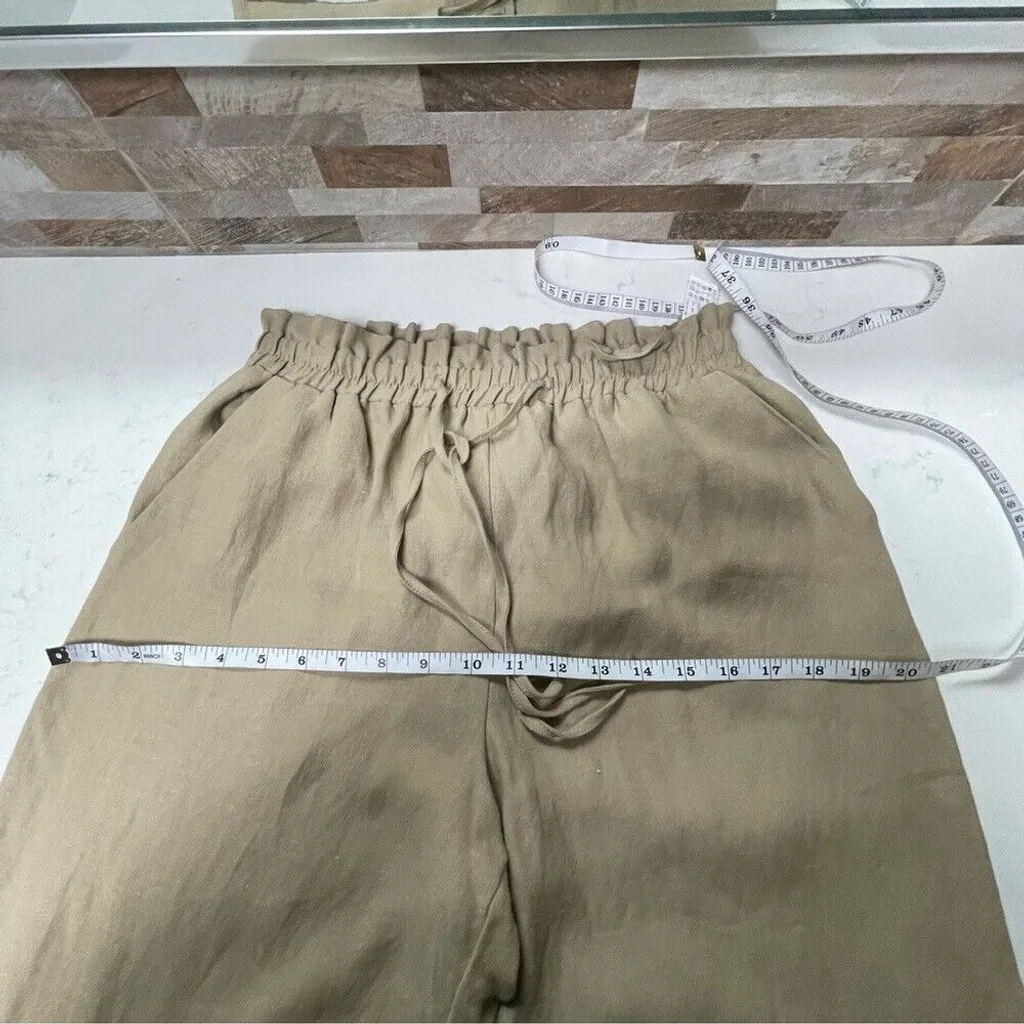 Zara linen blend drawstring joggers pants beige Sz M - Image 9