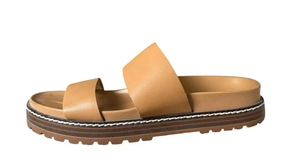 Madewell The Charley double strap slide sandals flats desert camel women's 6.5 - Image 3