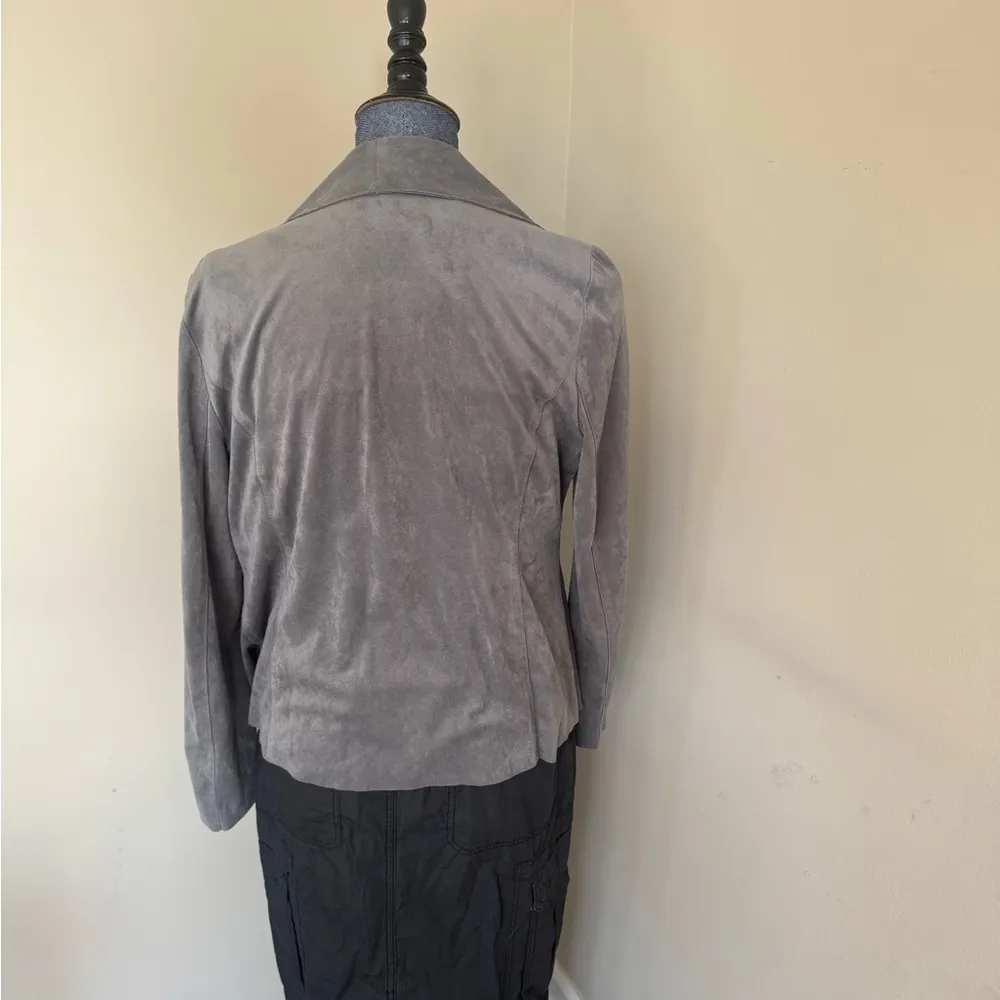 Alfani Faux Suede Waterfall Drape Blazer Like New Gray - Image 8