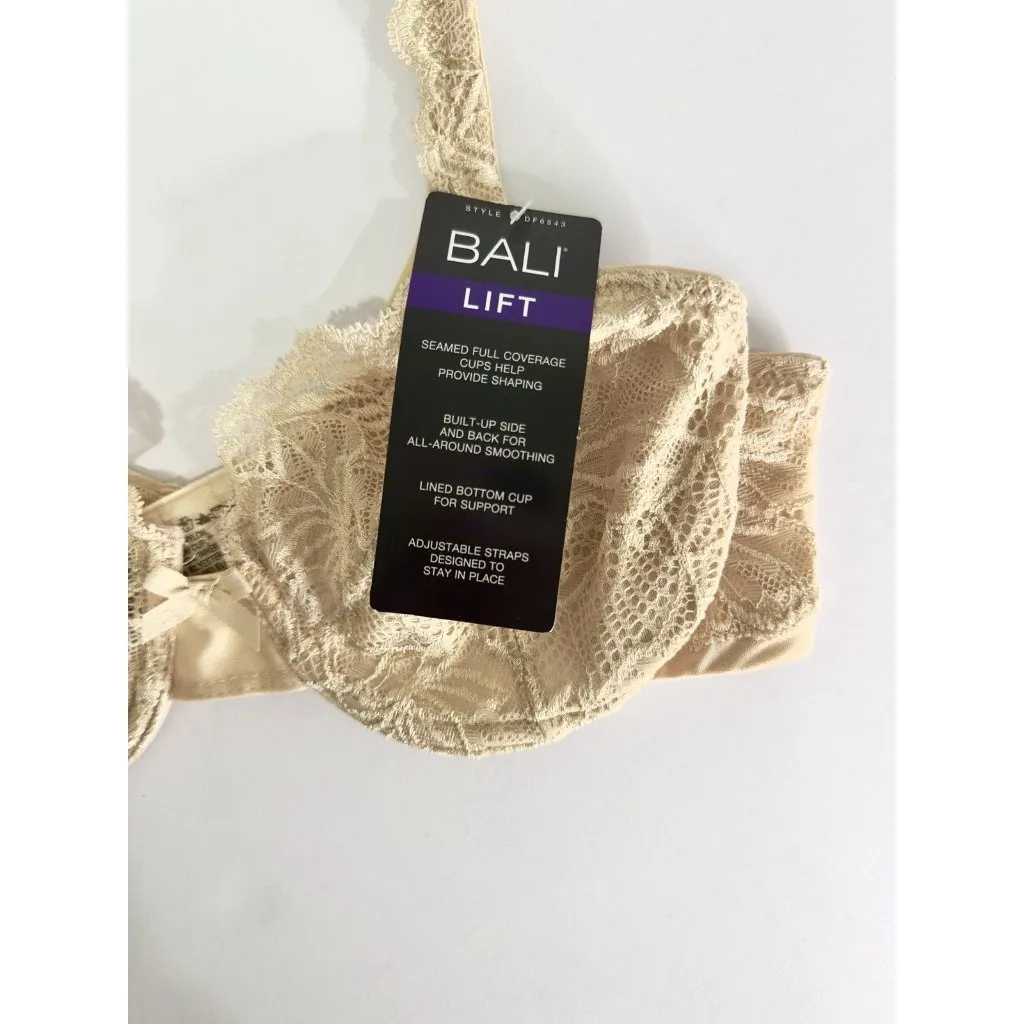 Bali Lift Lace Underwire Bra DF6543 Nude 34B Full Coverage Support NWT - Image 5