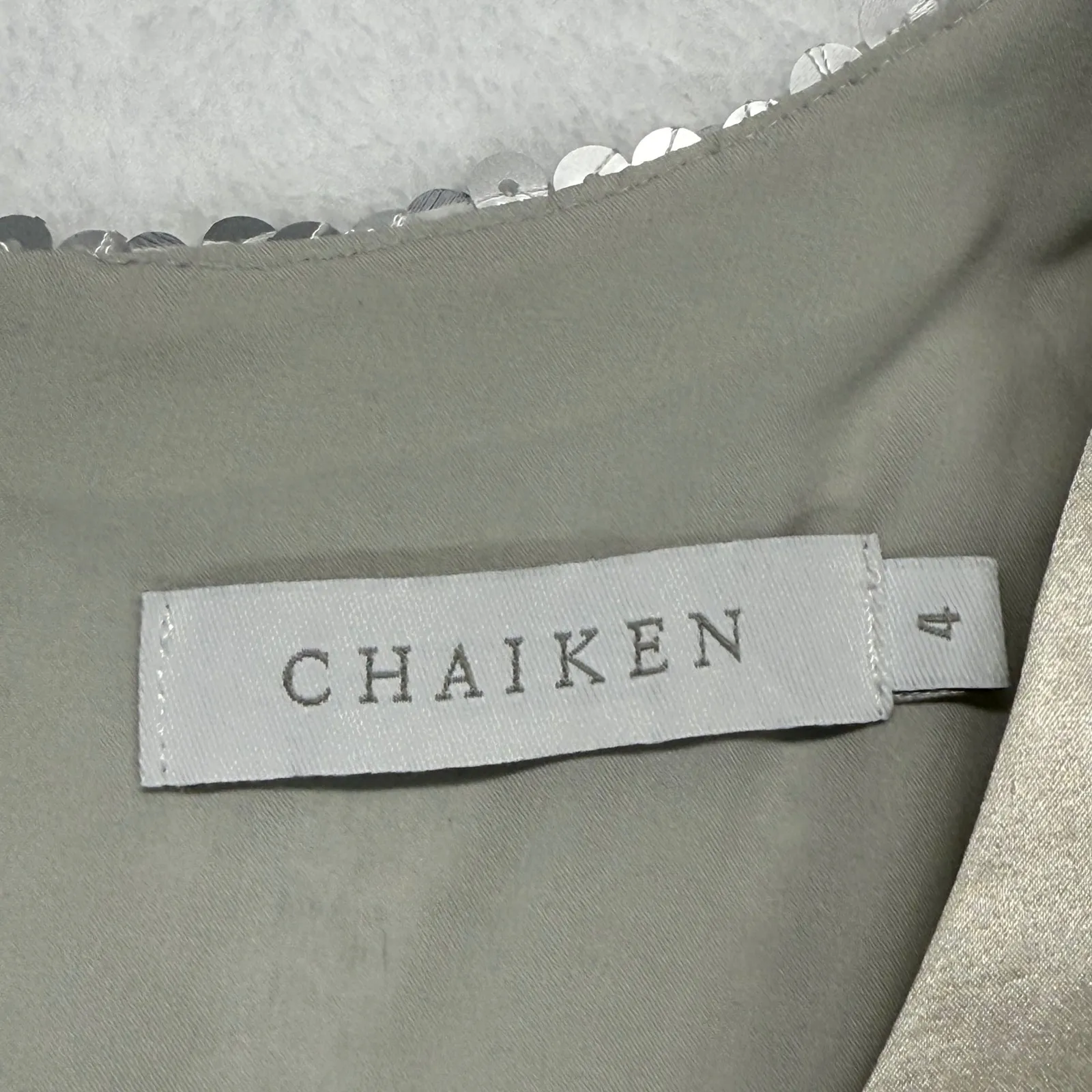 Chaiken Sequin Dress Party Cocktail Sleeveless‎ Silver Mini Dress Size 4 - Image 4