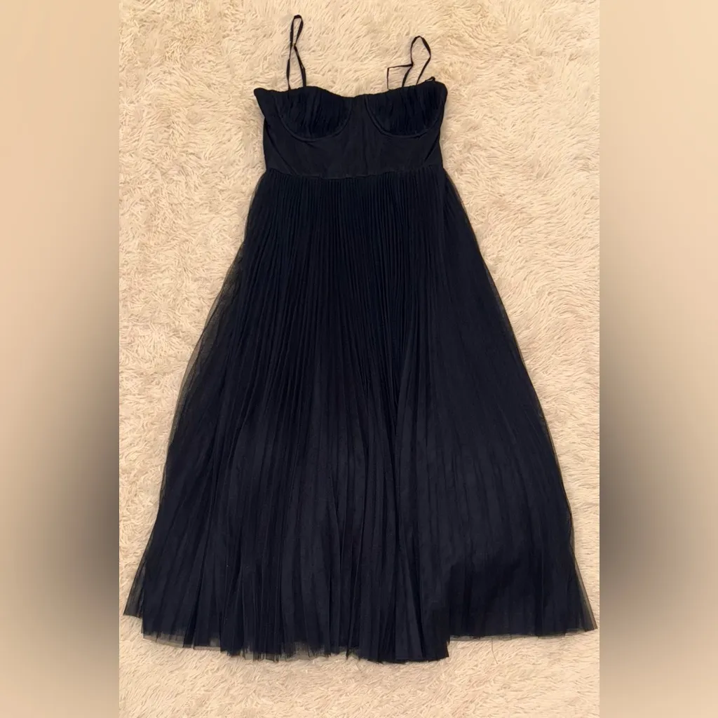 NEW Anthropologie Hutch Amara Bustier Pleated Tulle Fit & Flare Midi Dress Sz 12 - Image 6