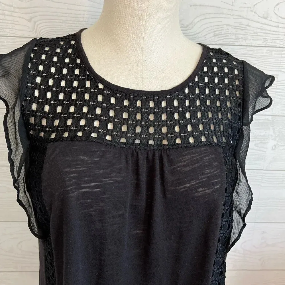 Lauren Conrad black top with flutter sleeves Size medium - Image 2