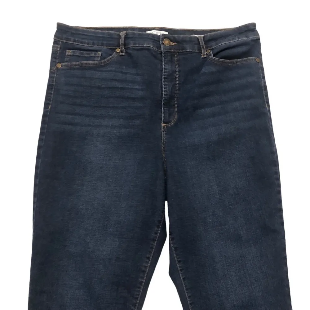 Rosa Curvy Ankle Jeans Sz. 16X26 Raw Hem Stretch Dark Denim Spring - Image 3