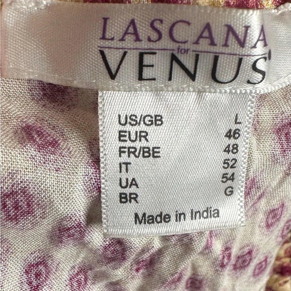 Lascana for Venus on or off shoulder ivory and wine berry print top size large - Image 7