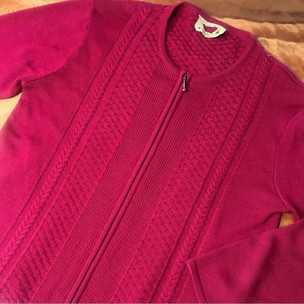 Vintage Smartwool Merino Wool Red Knit full zip Cardigan Sweater large - Image 3