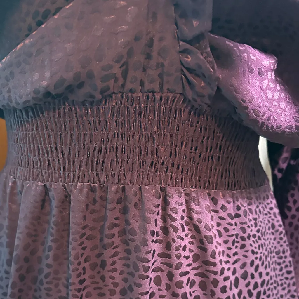 Emma & Michele Elegant Long Sleeve Dress in Deep Purple - Image 4