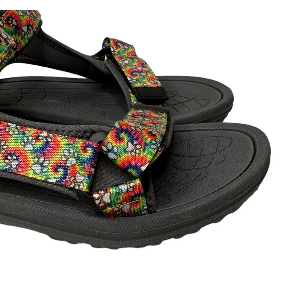 NEW Womens Paw Print Tie Dye Adjustable Sport River Sandals Sz EU 42 US 11 - Image 3