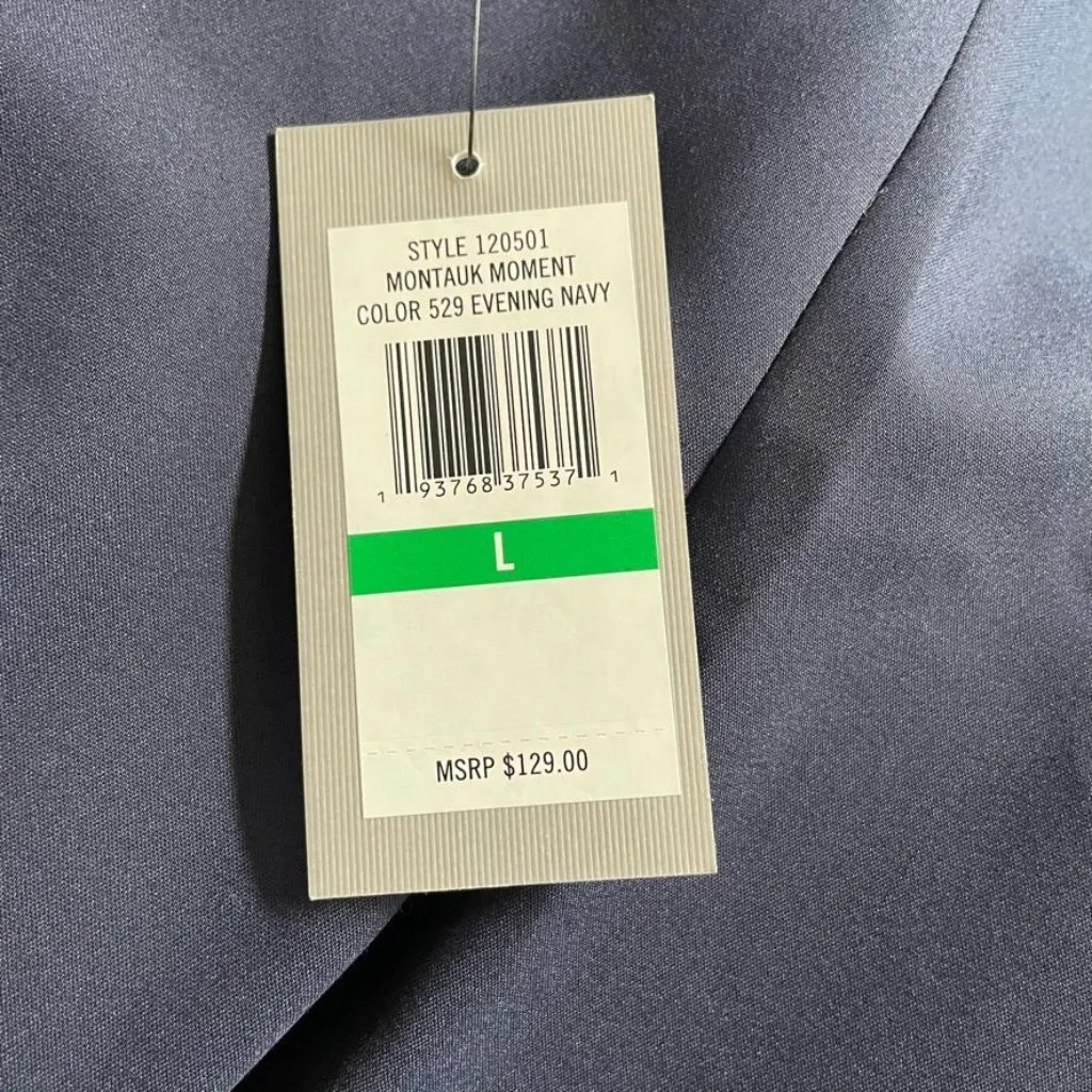 Chause Womens Classic Career Blazer  Blue White trim Tailored Jacket Size L New - Image 9