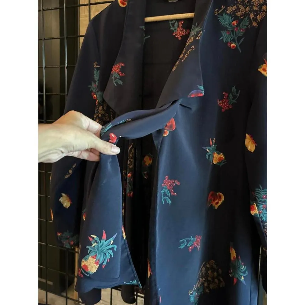 Vintage Maggie Sweet Womens Cardigan 1X Navy Blue Fruit Print Plus Size Size XL - Image 3