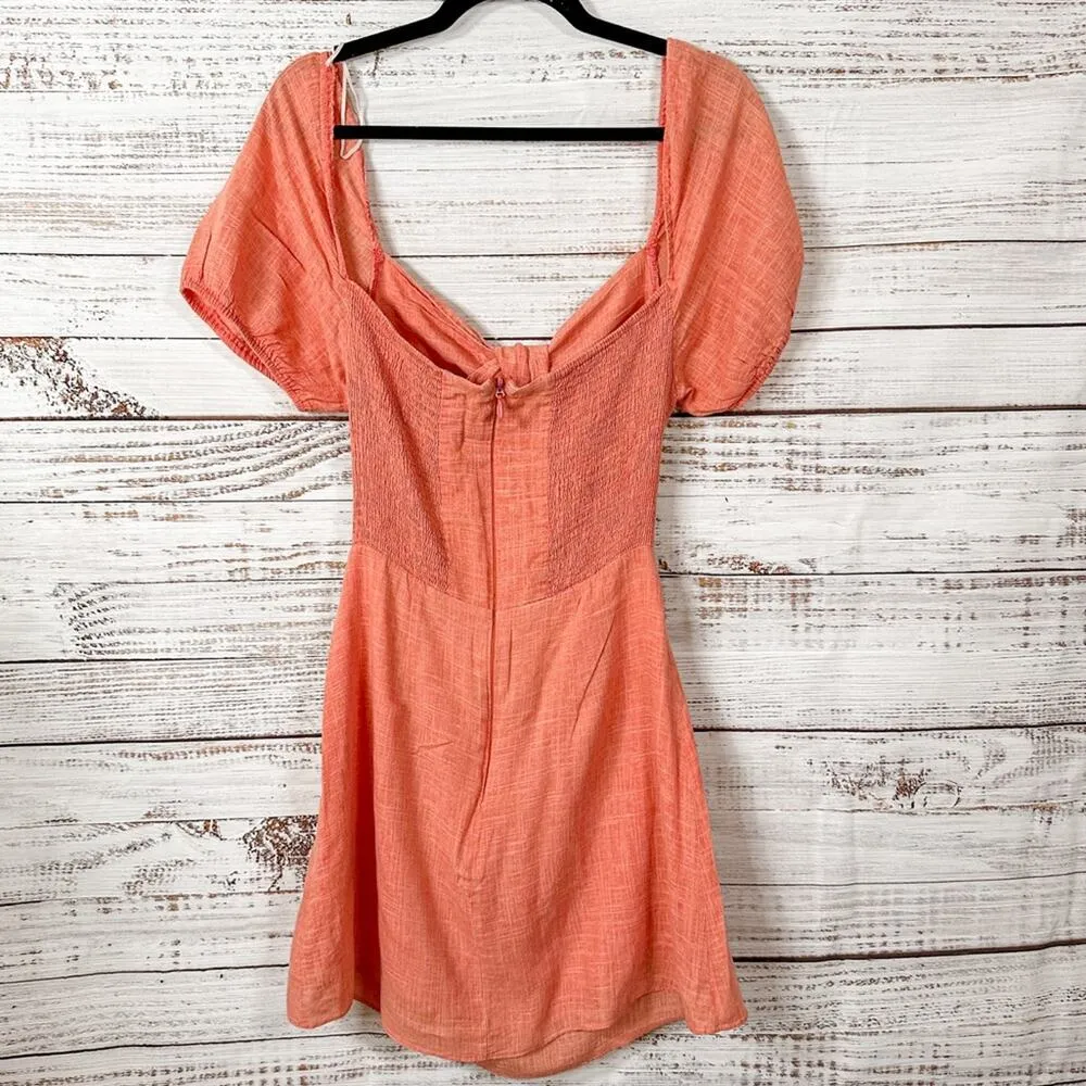 The Jetset Diaries TJD Heartbreaker Orange Linen Mini Dress, EUC, Medium - Image 12